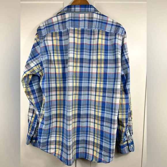 Nautica Made in Mauritius casual button up shirt, L, Vintage Plaid Crisp Cotton - Picture 7 of 7